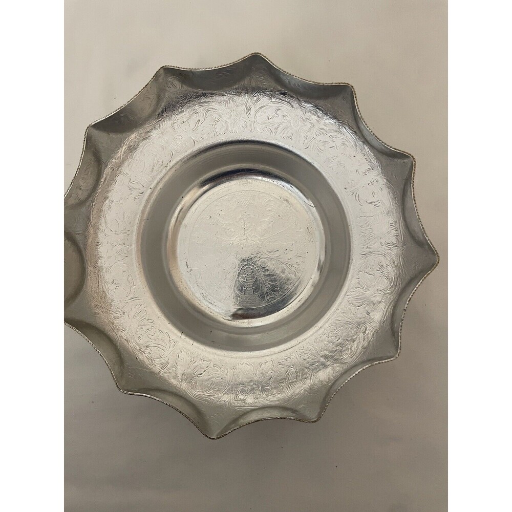 Vintage Decorative Kalian NYC Aluminum Silver Tone Bowl #5318